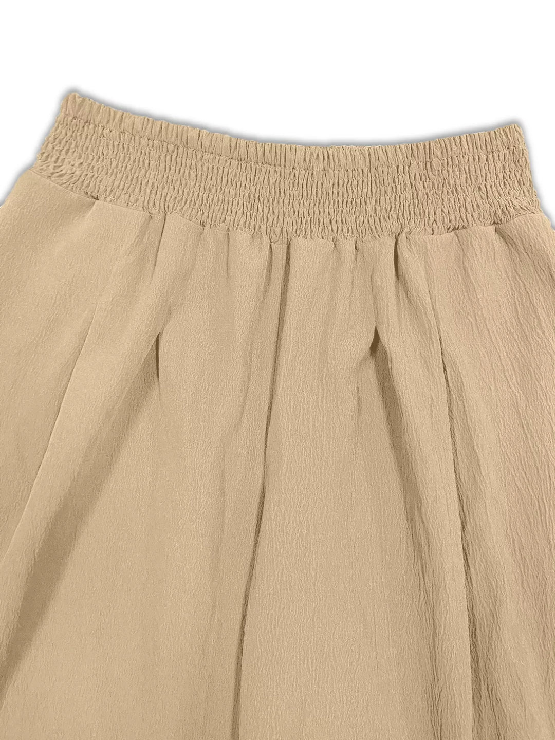 Plus size smocked-waist wide leg cropped pants
