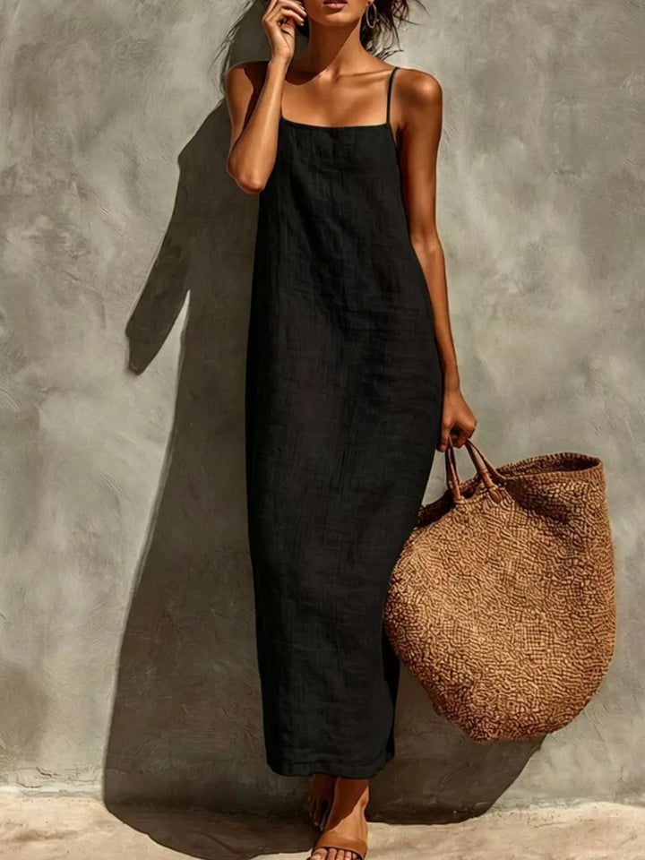 Black Spaghetti strap square neck relaxed maxi dress