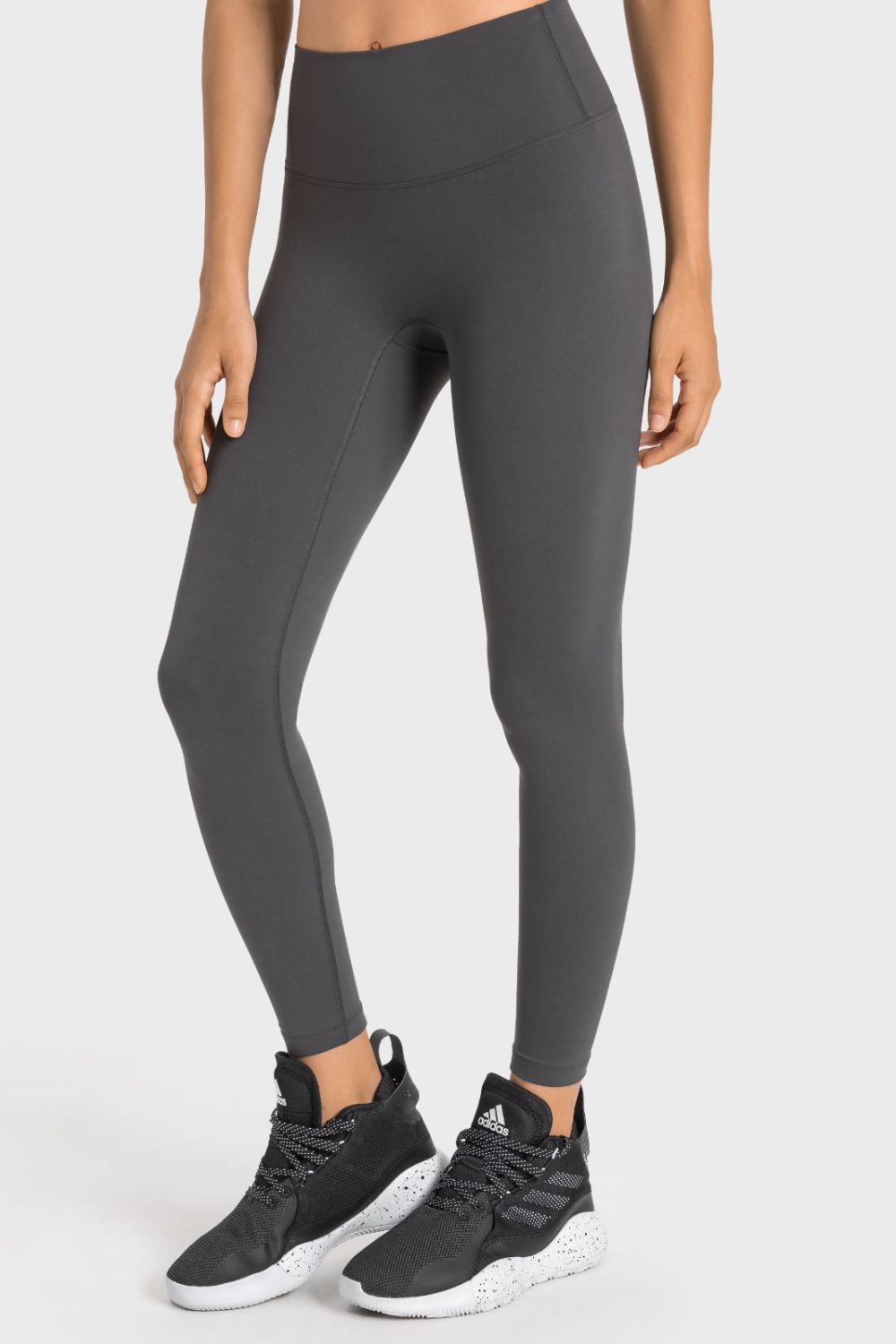 High-rise wide waistband ankle-length yoga leggings