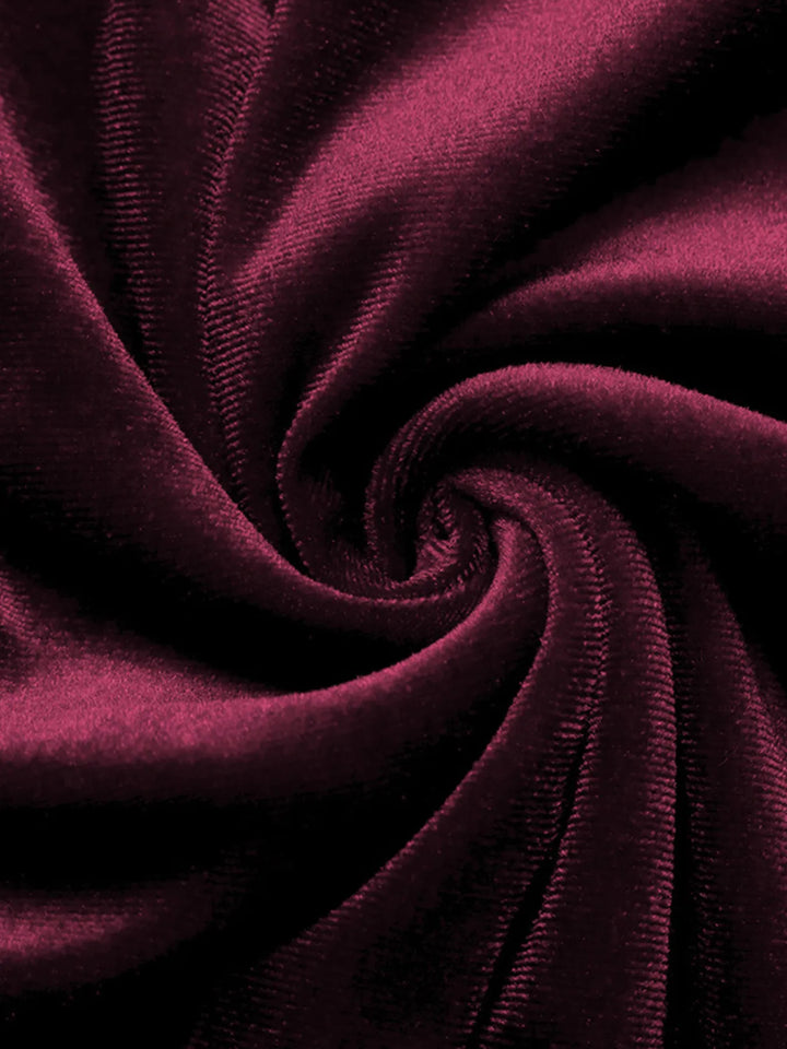 Stretch velvet midi skirt with side tie and slit