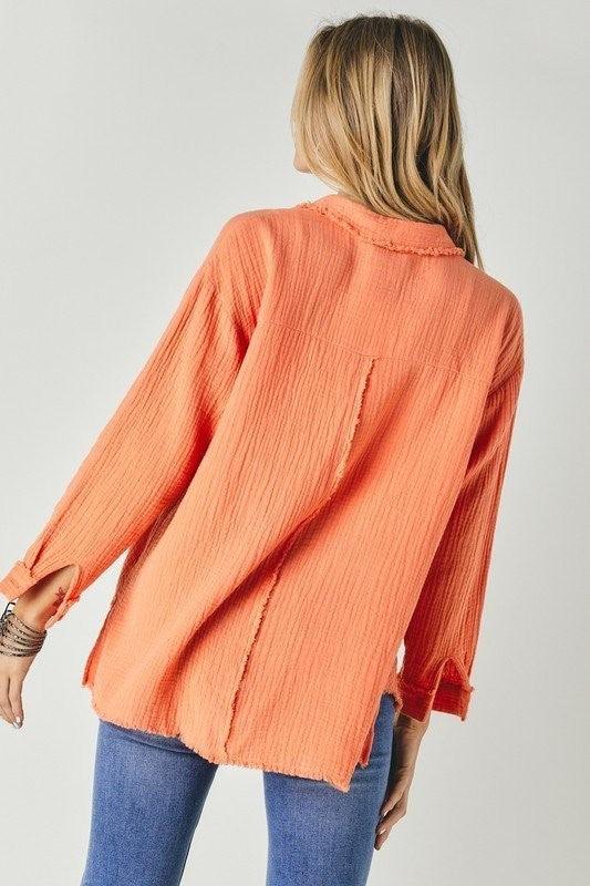 Solid Button Down Long Sleeve Shirt - Azoroh
