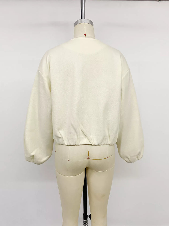 Oversized fleece bomber jacket with full zip and pockets