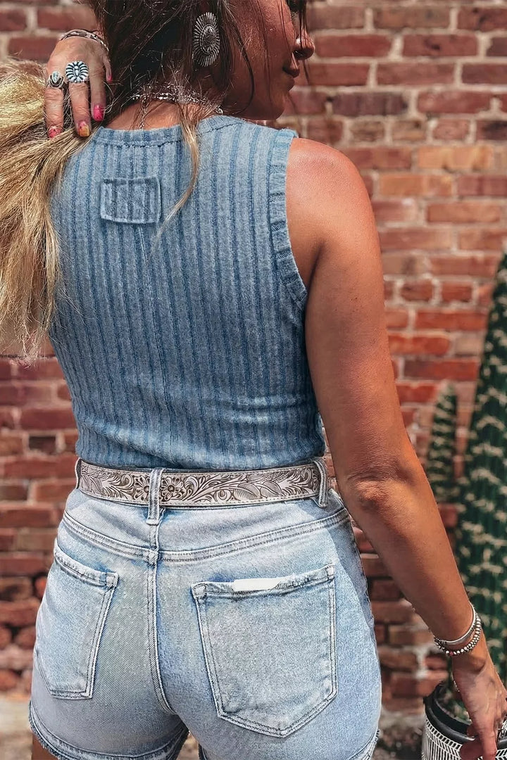 Slim ribbed mineral wash tank top