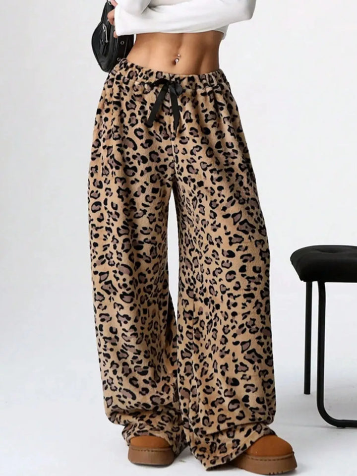 Drawstring wide-leg pull-on lounge pants