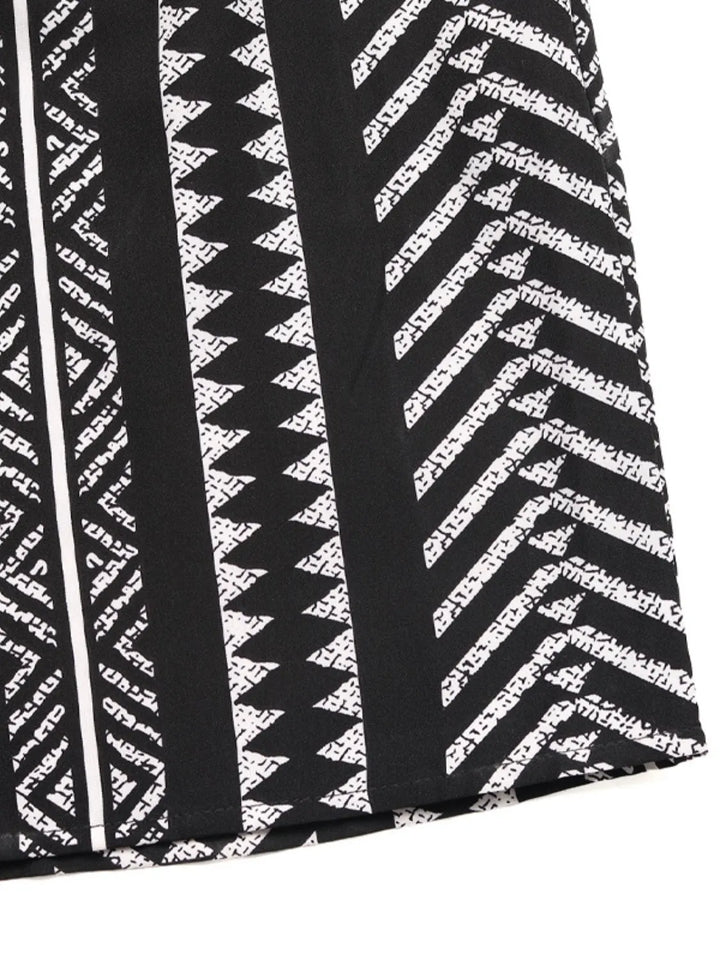 Geometric print tiered high-waist maxi skirt