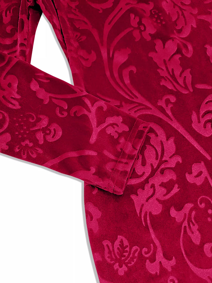 Burnout velvet floral long sleeve bodycon mini dress