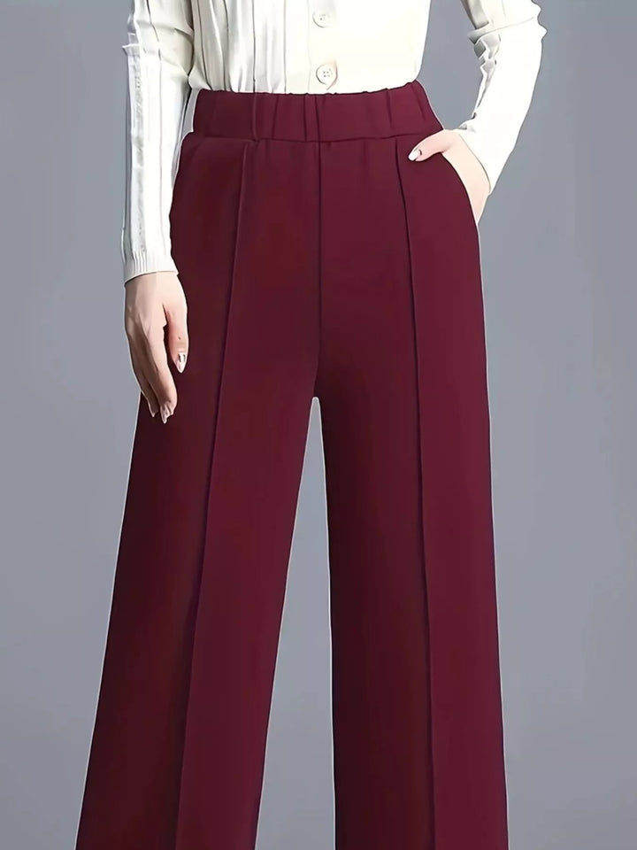 Wide leg high-rise trousers with front seam detail