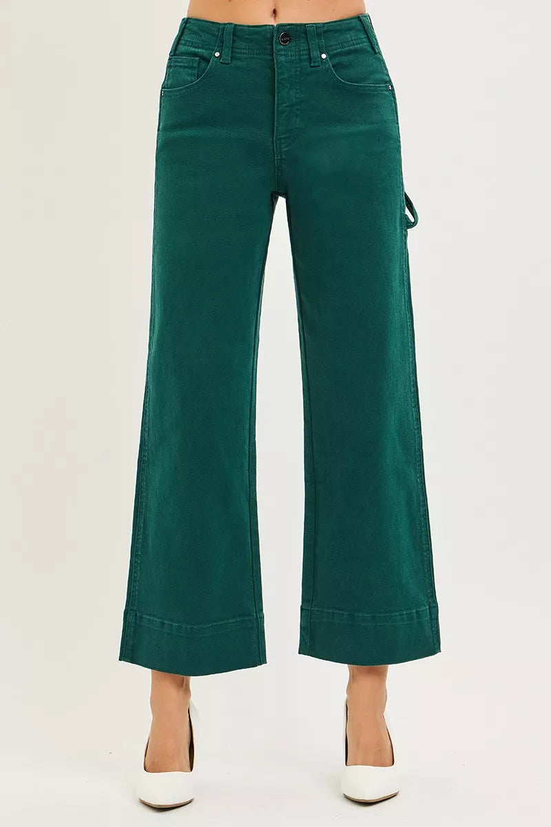 High-rise wide-leg crop pants with tummy control