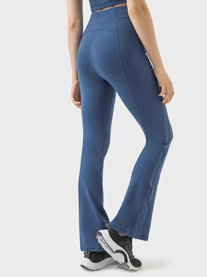 High-waist flare active pants with front zip detail