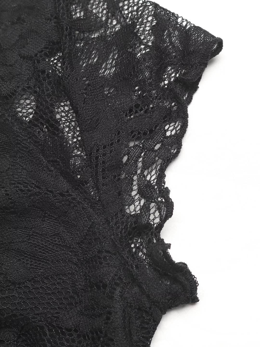 Lace V-neck slim-fit top with cap sleeves