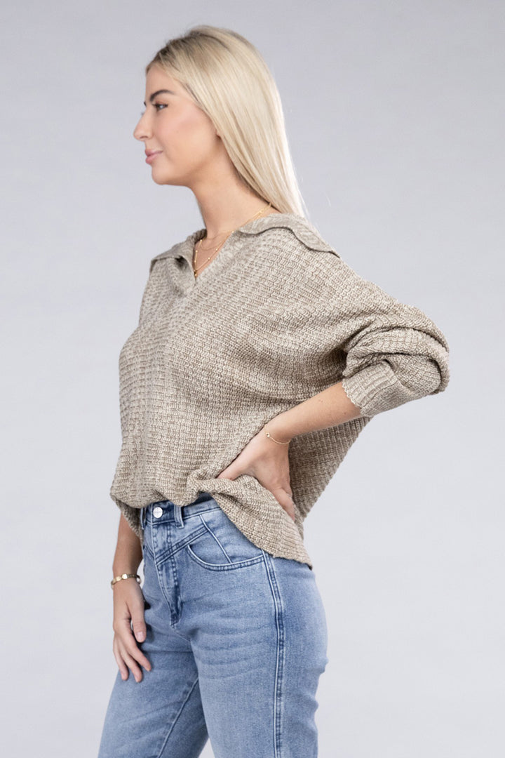 Long Sleeve Collared Sweater - Azoroh