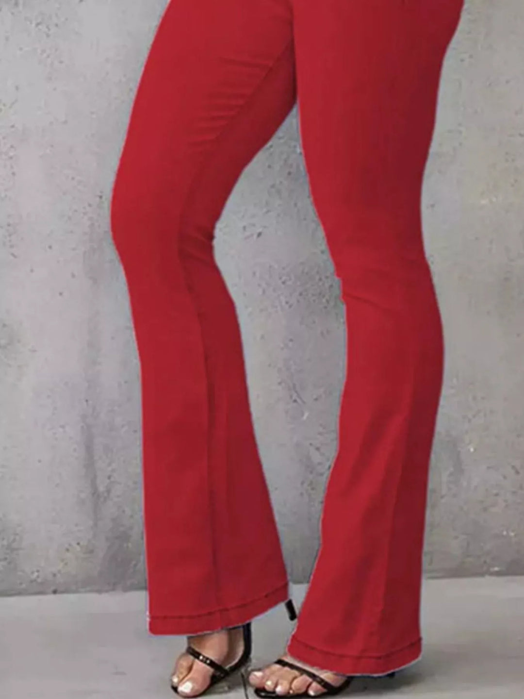 High-rise stretch flare jeans with double-button waist