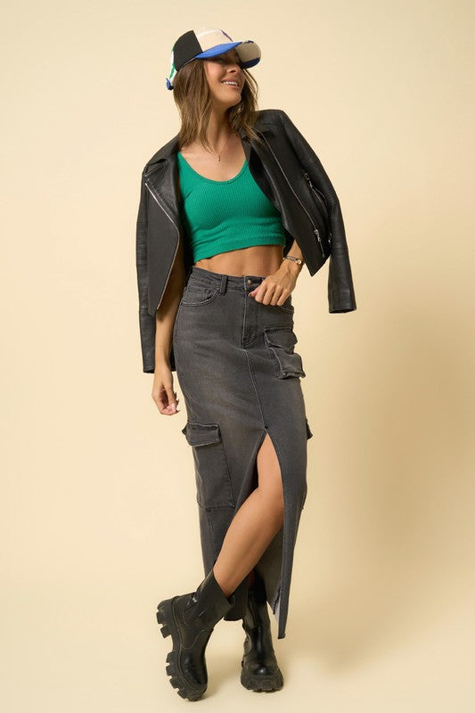 Aventura Super Maxi Cargo Denim Skirt