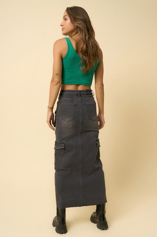 Aventura Super Maxi Cargo Denim Skirt