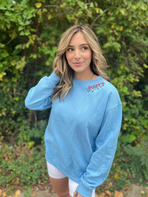 Merry Collar Embroidery Sweatshirt - Azoroh