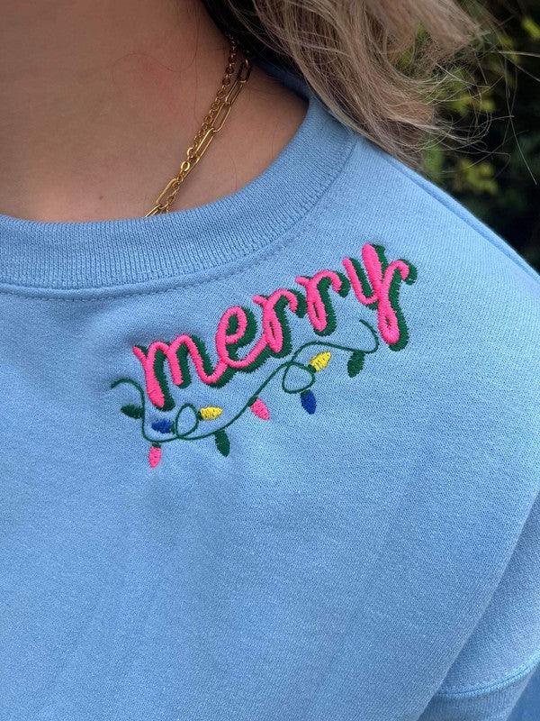 Merry Collar Embroidery Sweatshirt - Azoroh