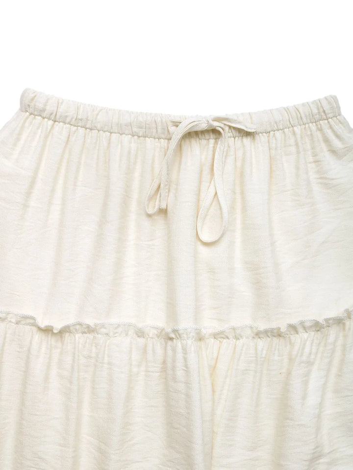 Tiered frill maxi skirt with drawstring waist