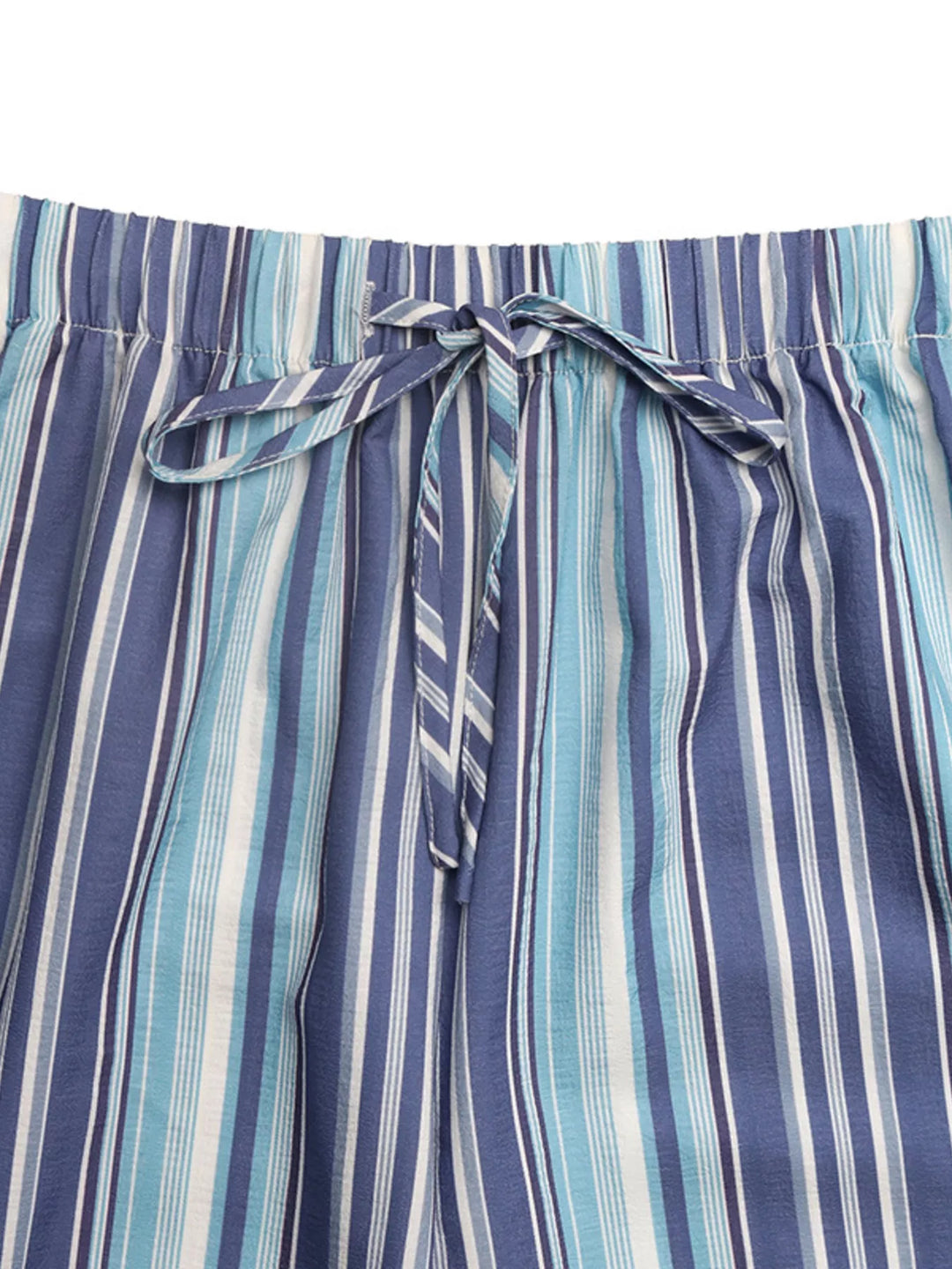 Striped wide-leg pants with drawstring waist