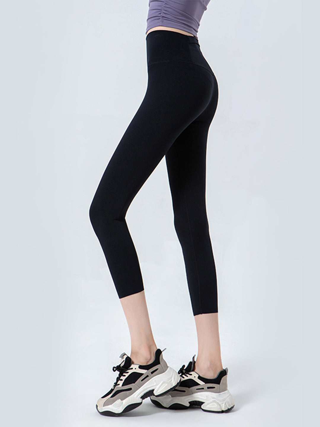 Wide waistband high-rise cropped workout leggings