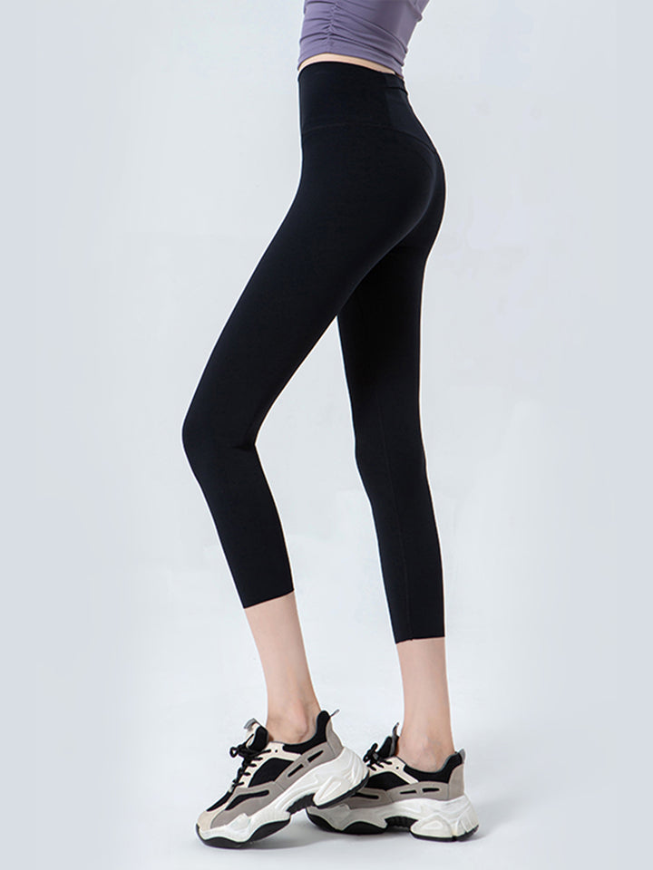 Wide waistband high-rise cropped workout leggings