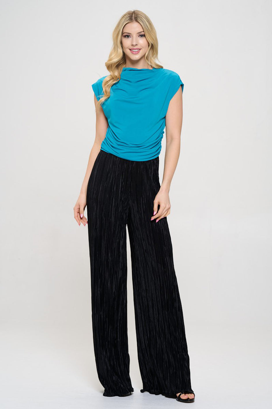 Allegra Mock Neck Ruched Crop Top | USA Made