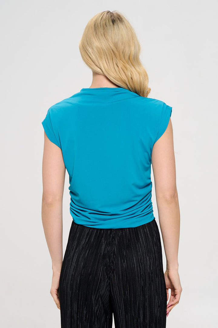 Allegra Mock Neck Ruched Crop Top | USA Made