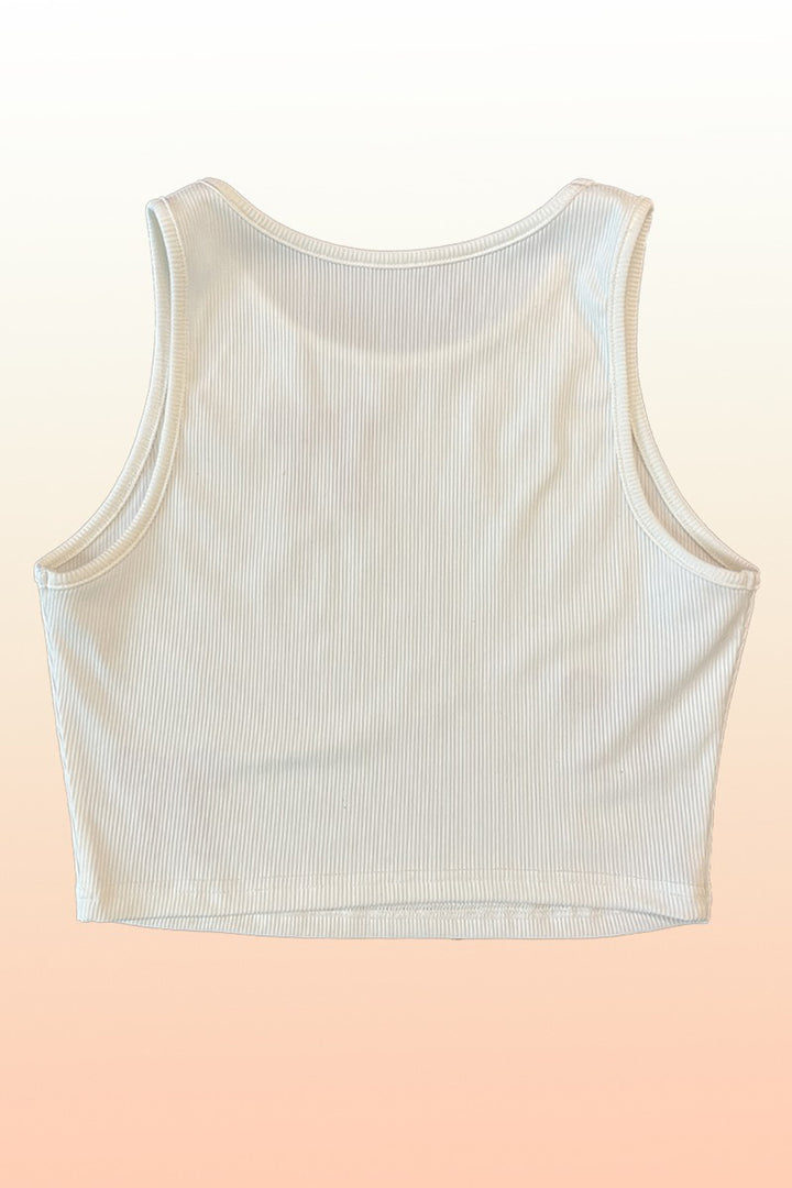 Sweetie Bow Embroidered Ribbed Crop Tank
