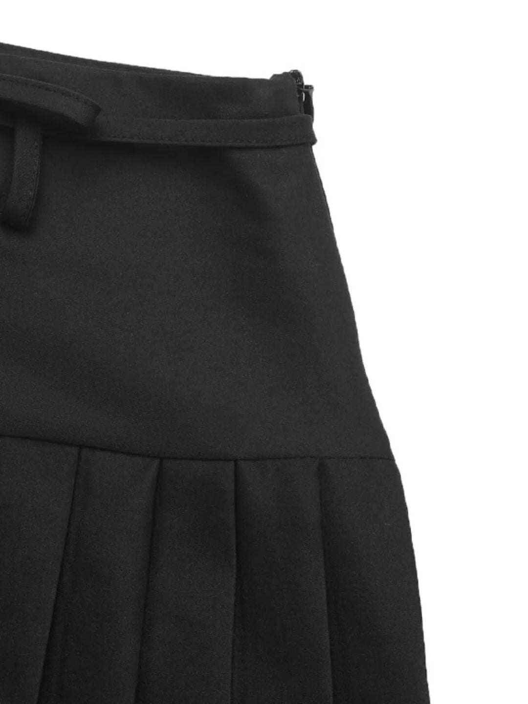 Pleated tie-waist mini skirt