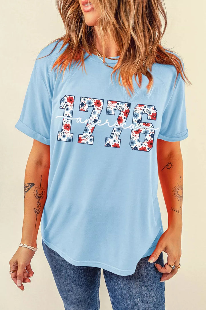 1776 America floral graphic relaxed tee