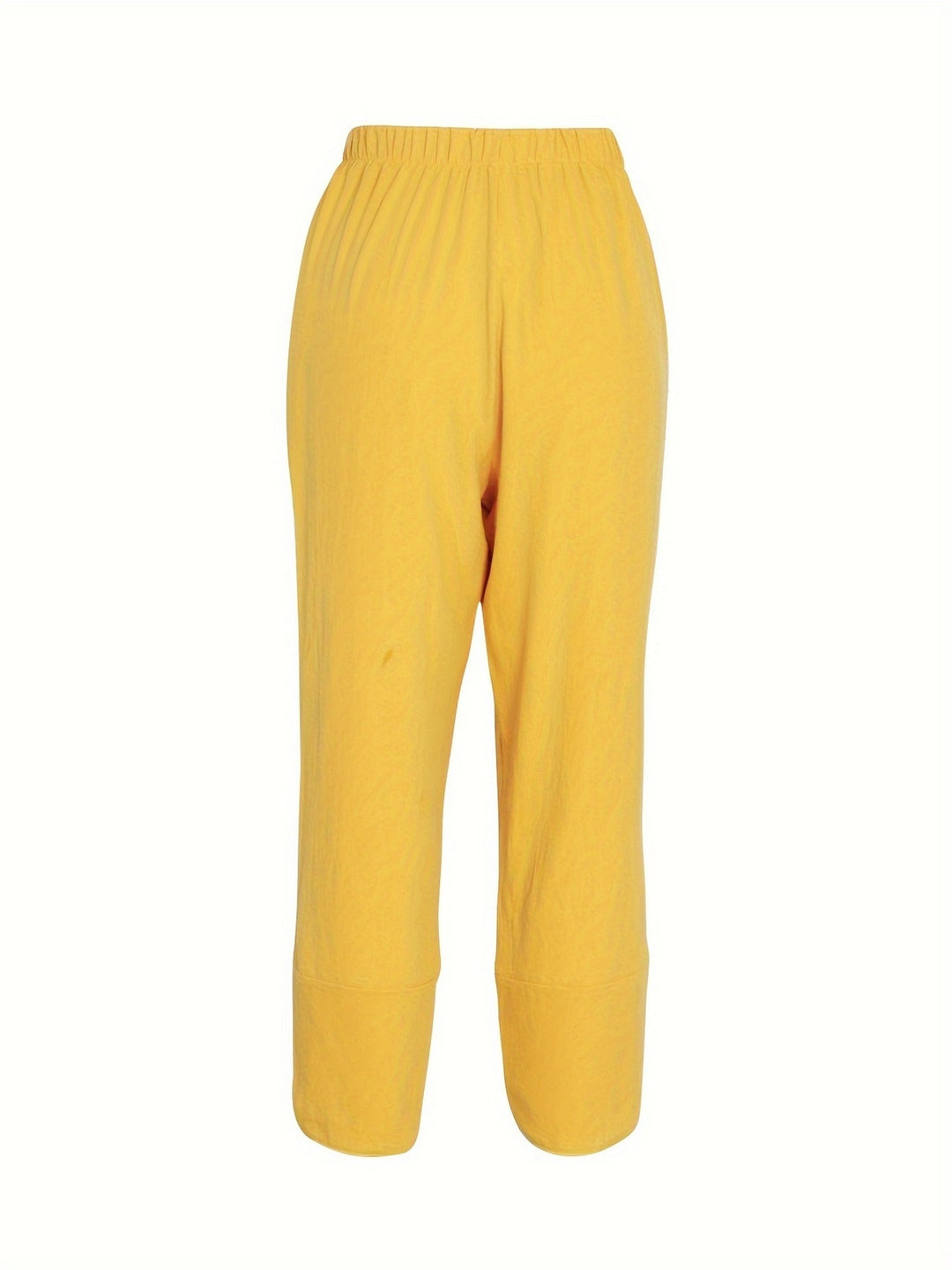 Elastic-waist wide-leg pants with tulip hem and pockets