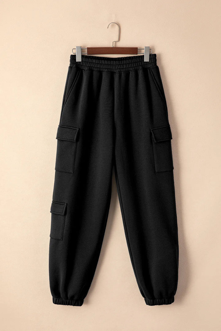 Cargo pocket joggers with elastic waist and ribbed cuffs
