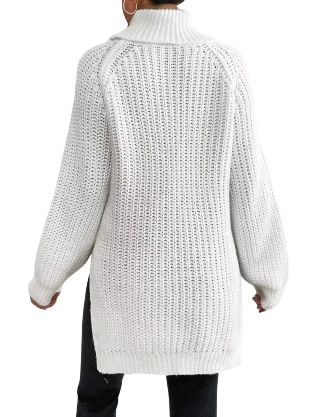 Chunky rib-knit turtleneck sweater with drop shoulders