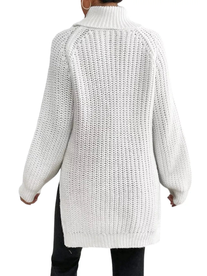 Chunky rib-knit turtleneck sweater with drop shoulders