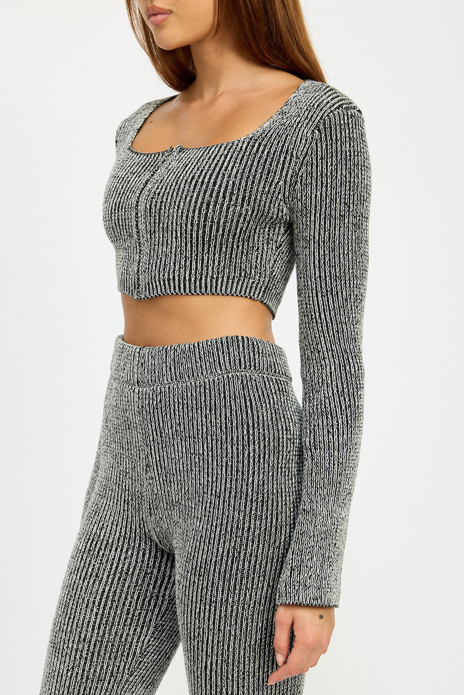 Ravello Ribbed Square Neck Zipper Crop Top