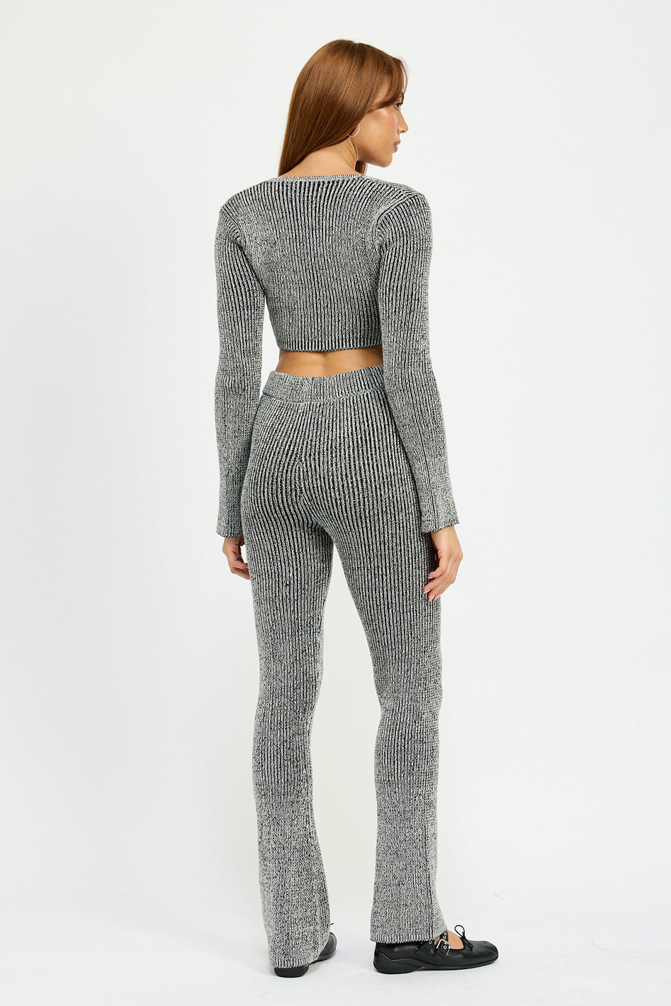Ravello Ribbed Square Neck Zipper Crop Top