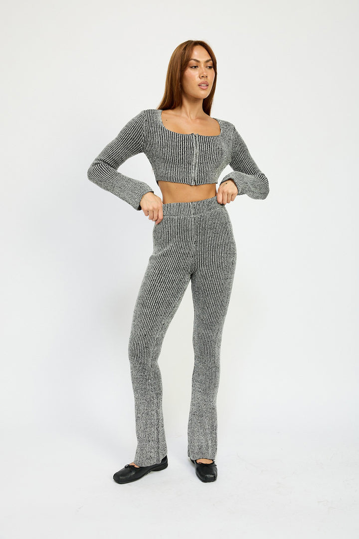 Ravello Ribbed Square Neck Zipper Crop Top