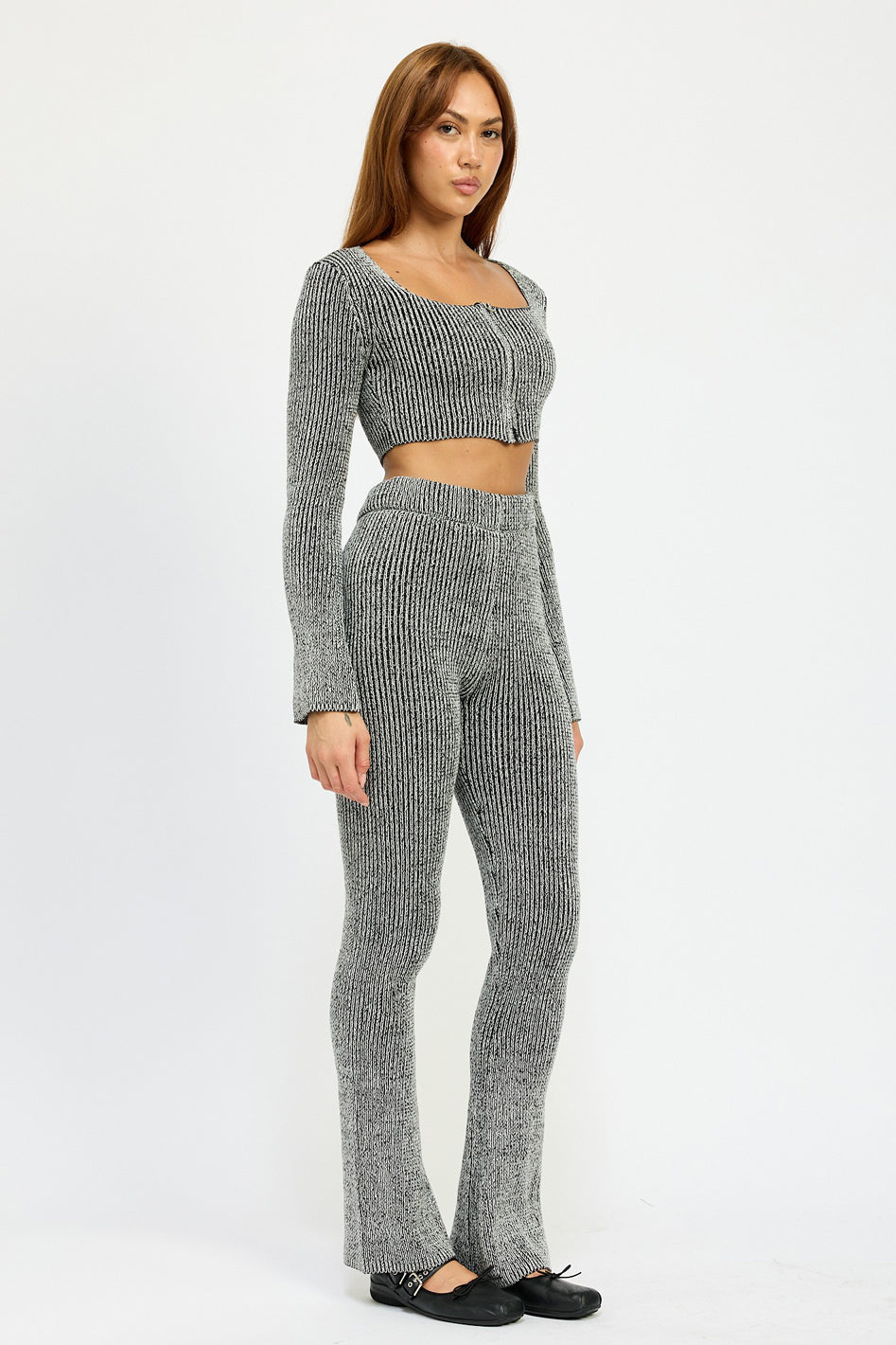 Ravello Ribbed Square Neck Zipper Crop Top