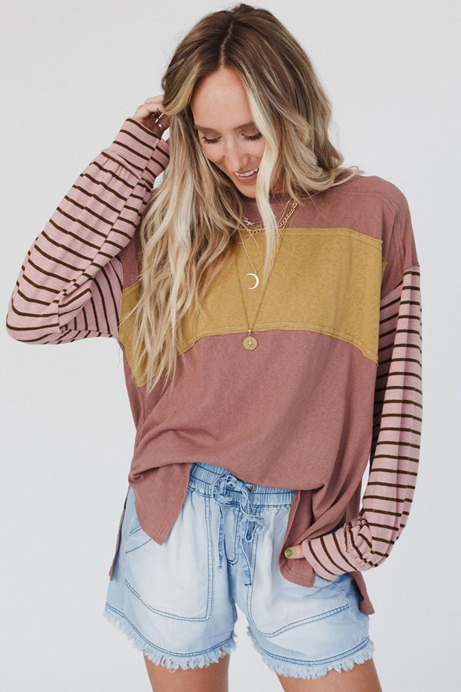 Montego Colorblock Bishop Sleeve Top