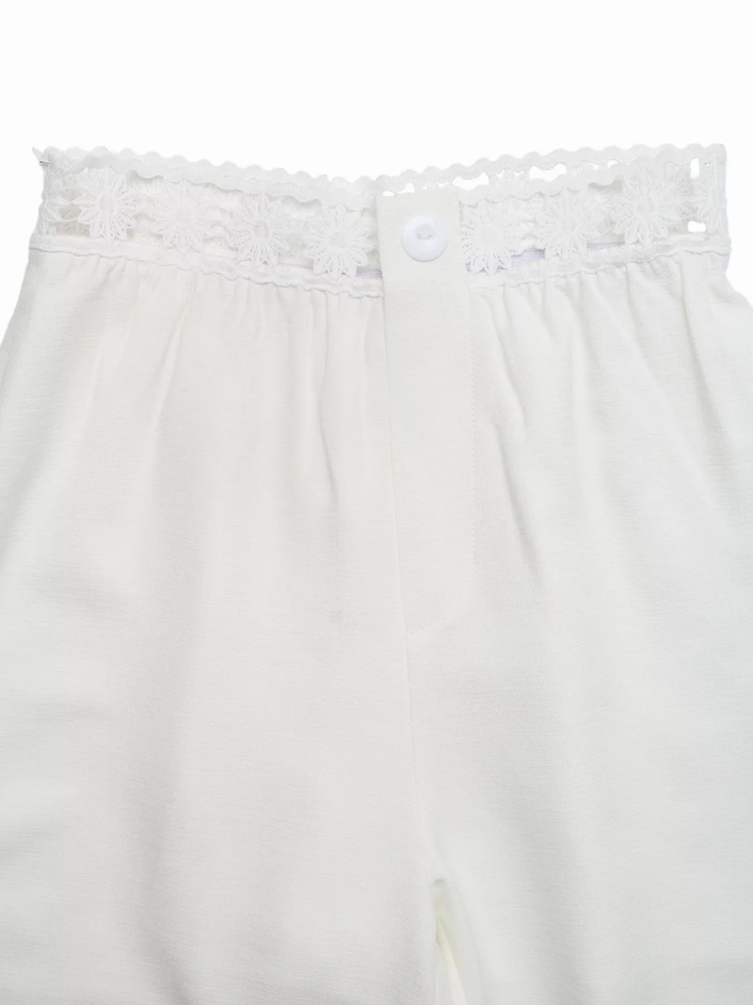 High-rise wide leg pants with crochet trim waist