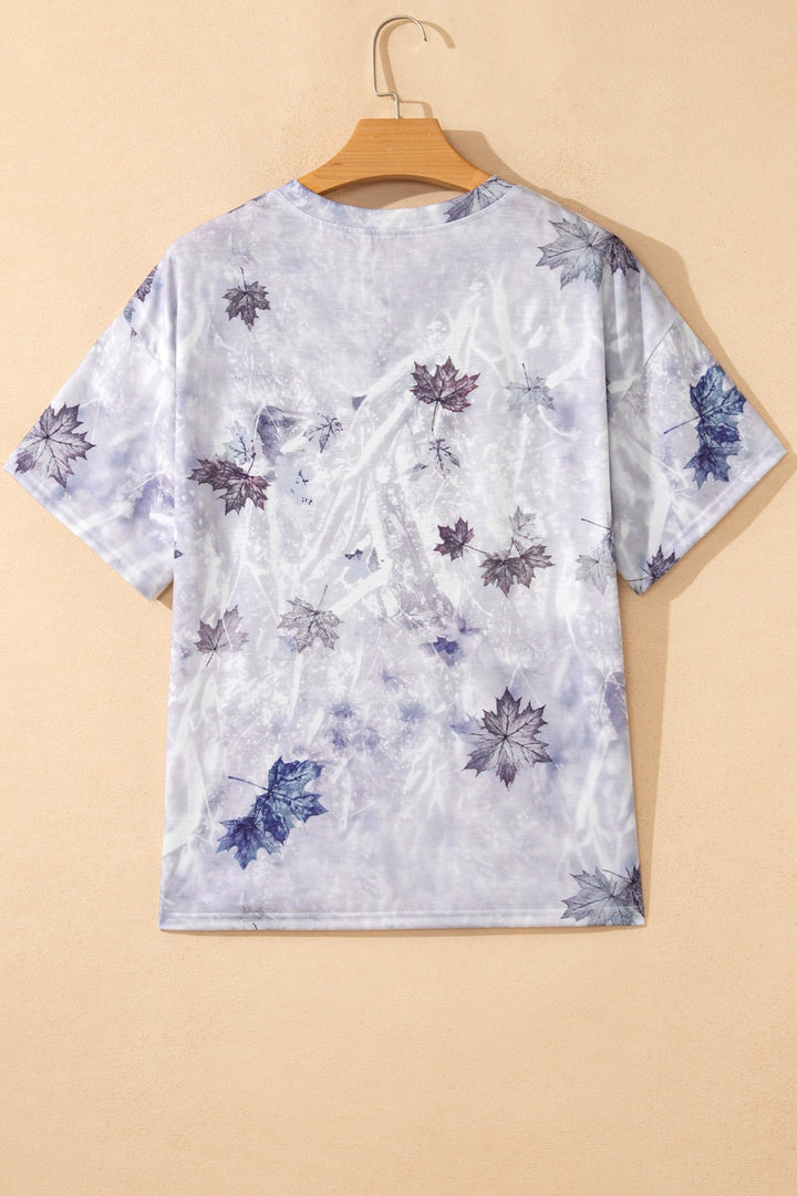 Woodland leaf camo print drop shoulder tunic tee