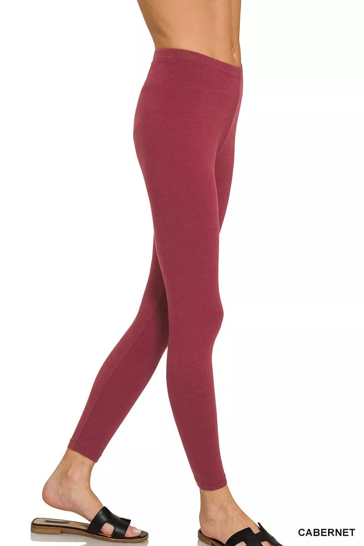 Full length cotton leggings with elastic waistband