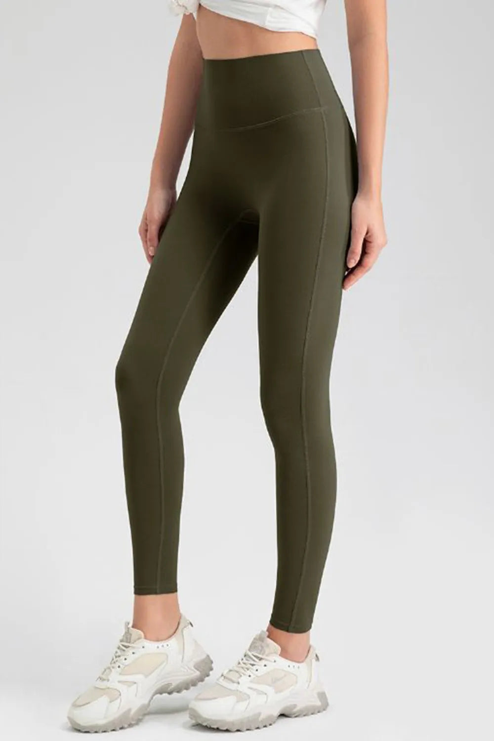 High-waisted skinny active leggings with wide waistband