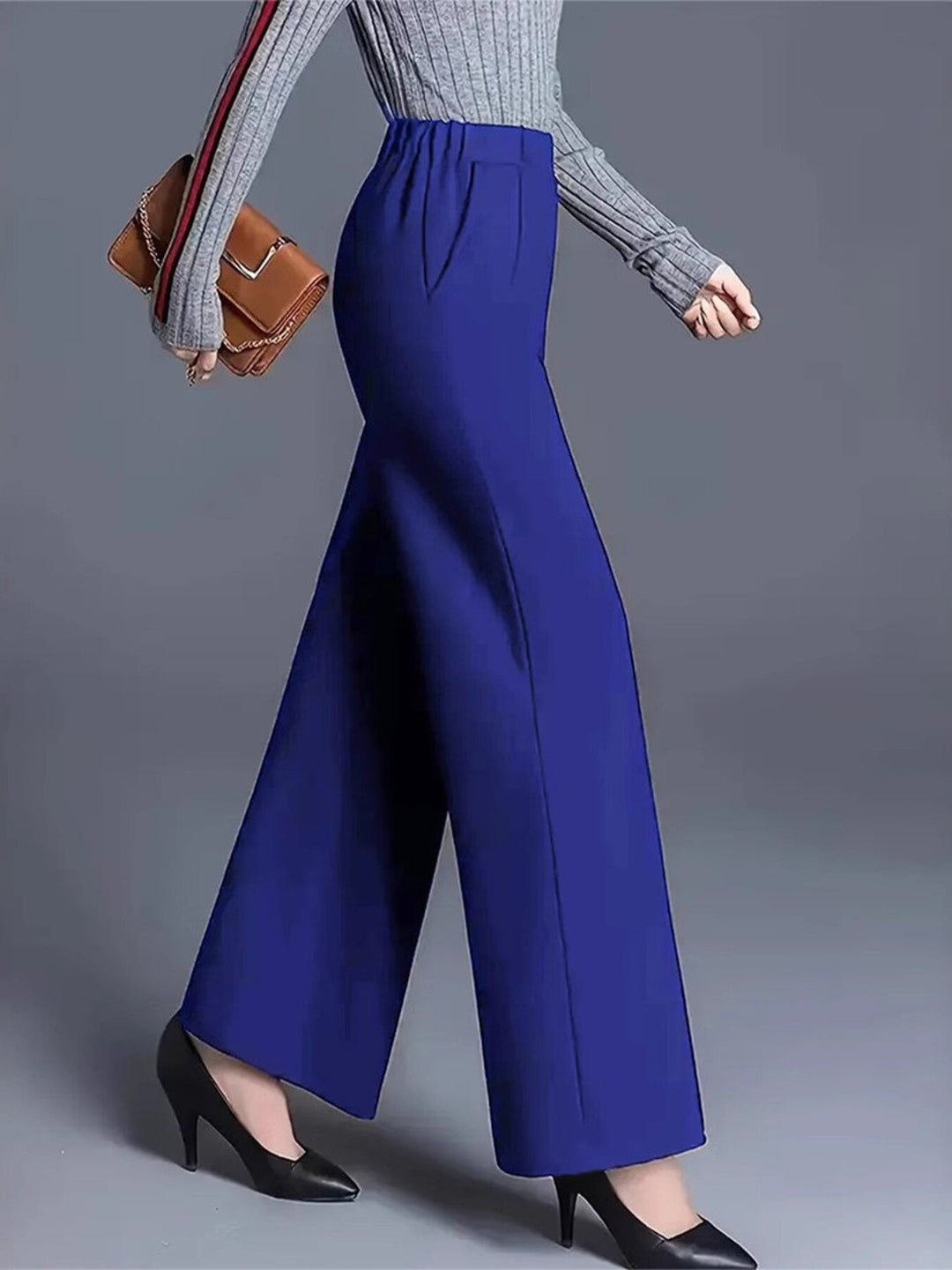 High-waisted wide-leg pintuck pants with pockets