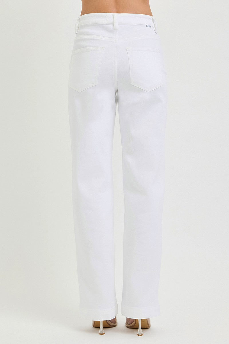 High-rise wide-leg pants with five-pocket detailing