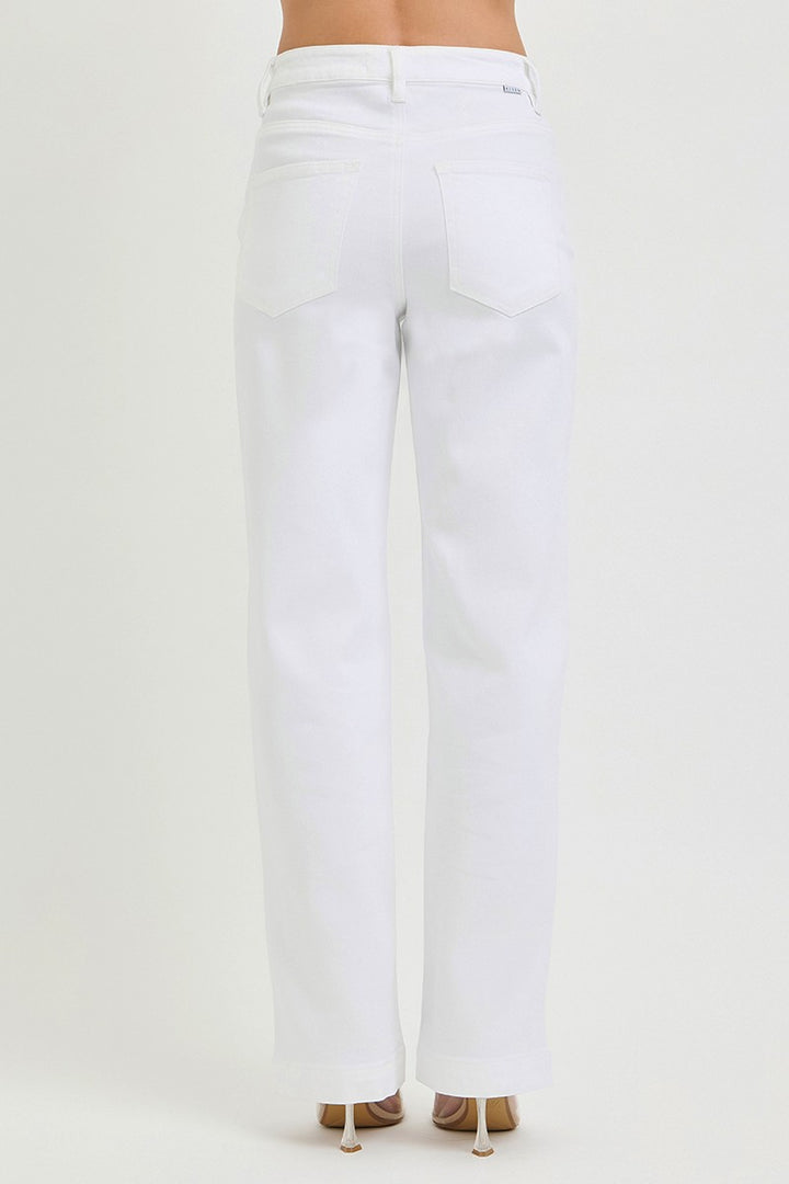 High-rise wide-leg pants with five-pocket detailing