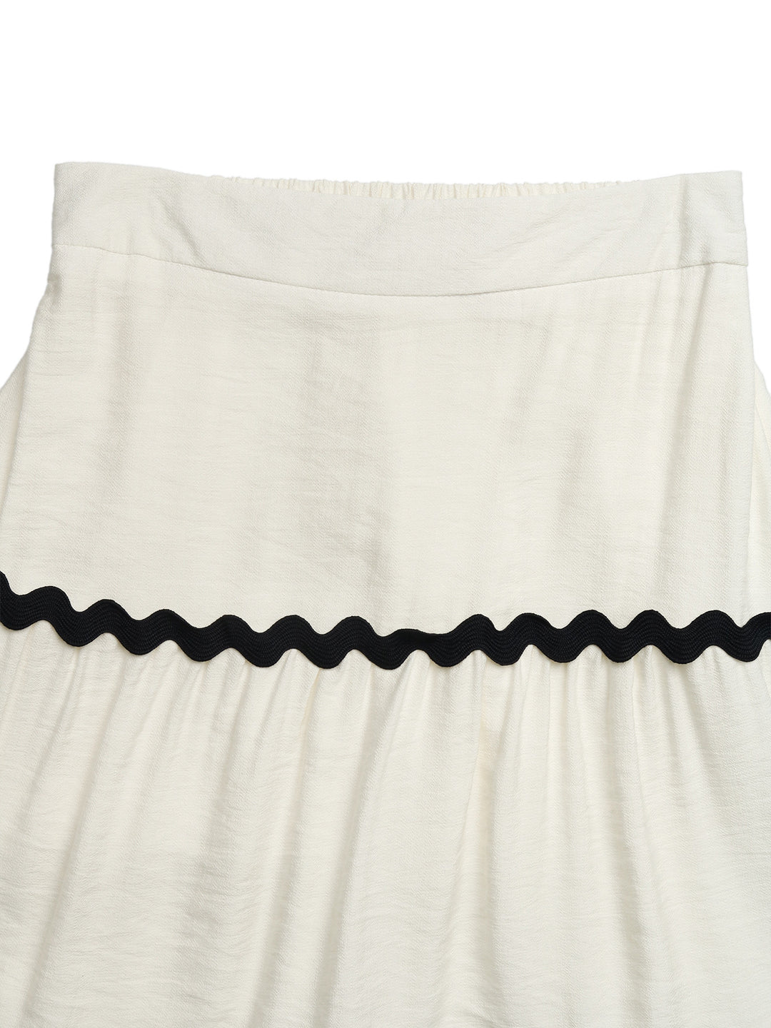 High-waist tiered midi skirt with ric-rac trim