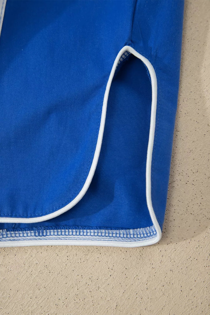 Contrast stripe smocked waist cropped track pants