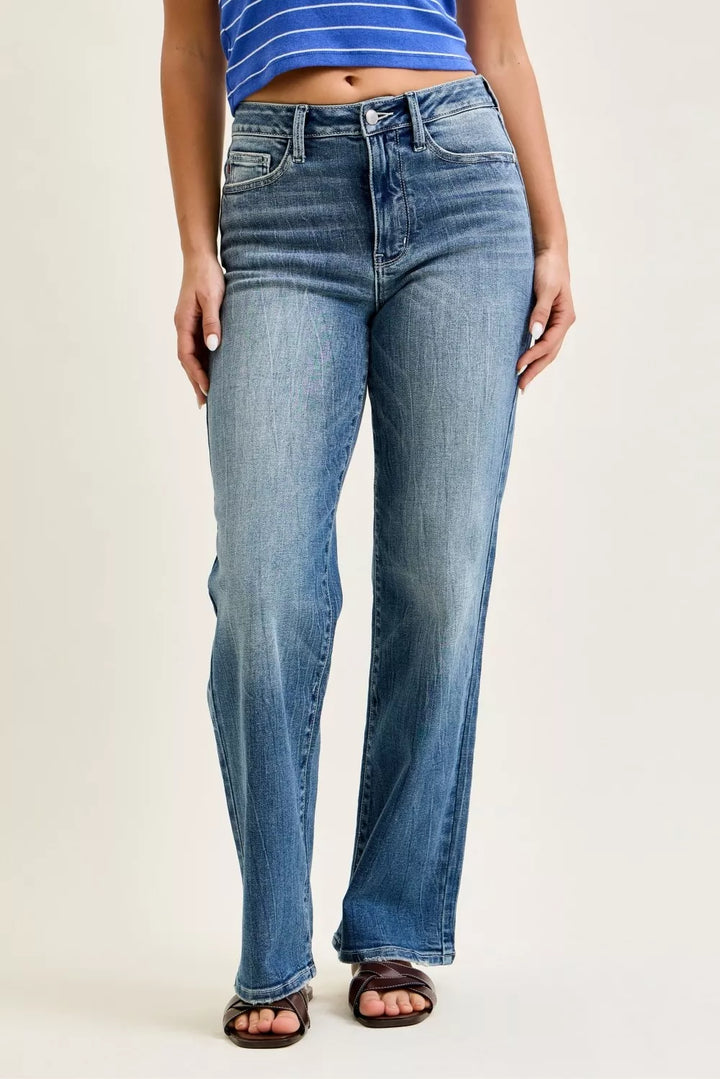 MD Mid-rise 90s straight leg stretch jeans