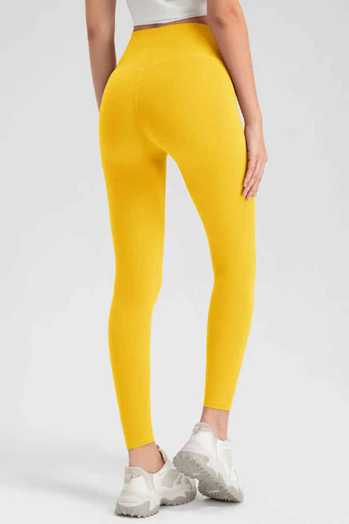High-waisted skinny active leggings with wide waistband