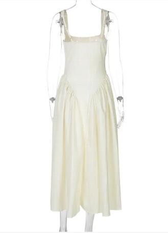 Gingham square neck fit-and-flare midi dress with pockets - yellow
